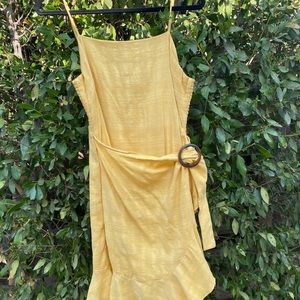 american eagle yellow wrap dress